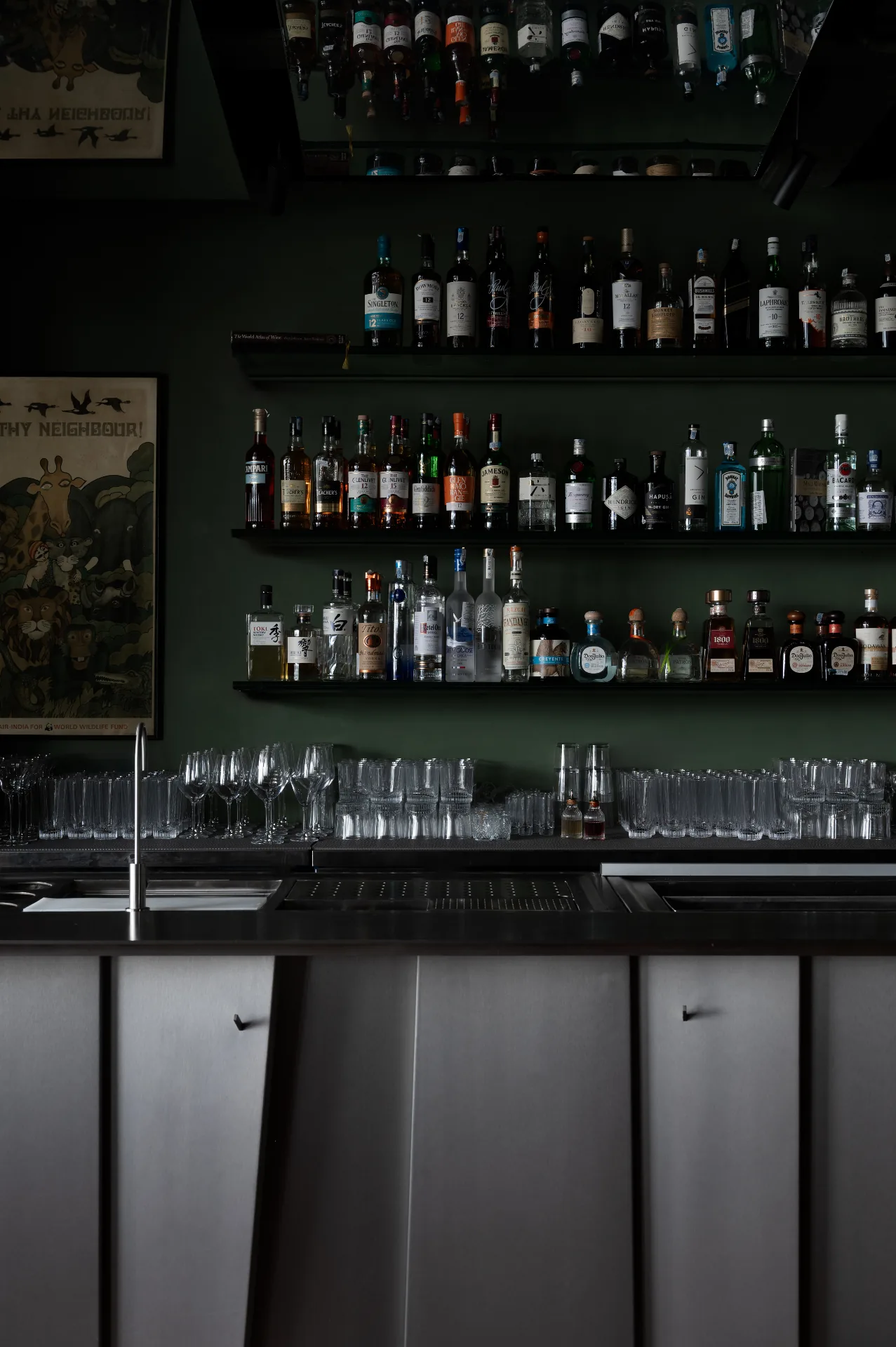 Cameo Bar, shelves detail